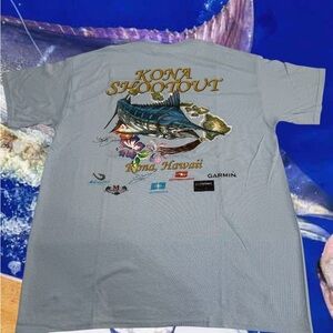 Kona Shootout Fishing Tournament Hawaii Men’s L T-Shirt Blue Marlin Billfish